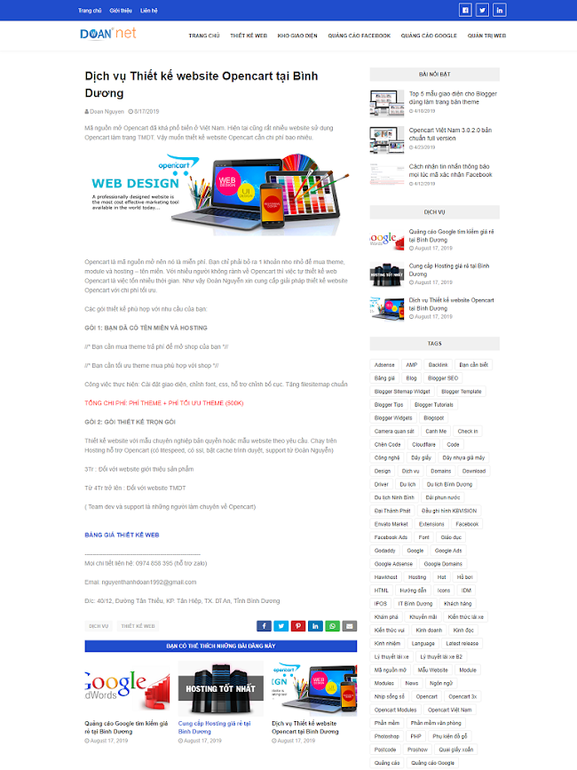 Template blogspot thiết kế web, quản trị web đẹp